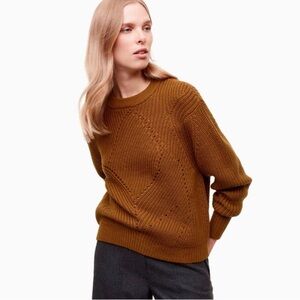Aritzia Wilfred Small Serment Wide Knit Sweater 100% Merino Wool Tamarind Soft